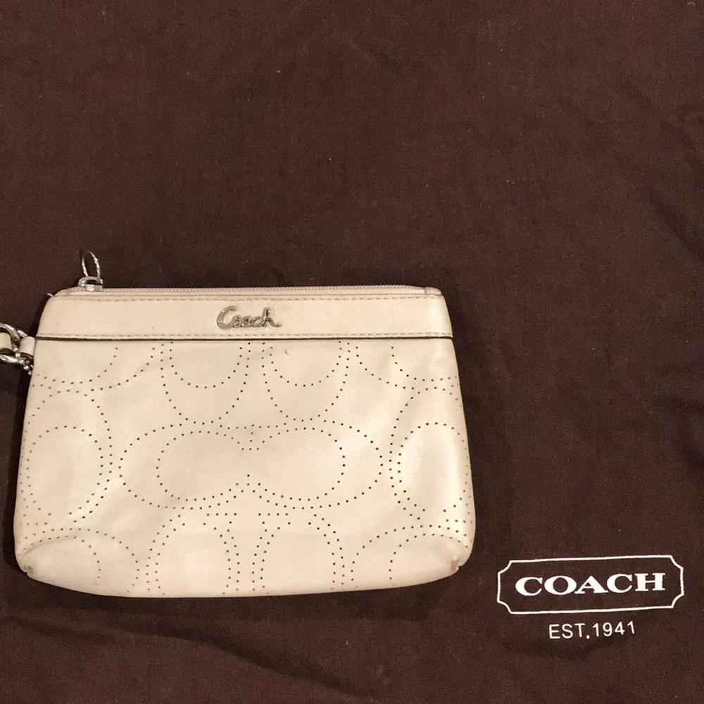Used Coach Leather Wristlet Pouch Coin Purse
